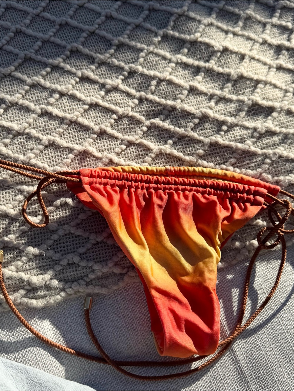 Vix Paula Hermanny Tie-Side Ombre Bikini Bottom - Orange to Yellow Size M